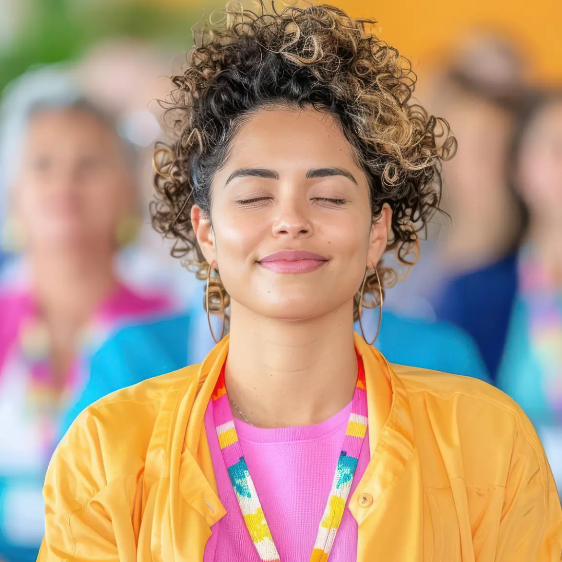 lady with eyes shut, at peace